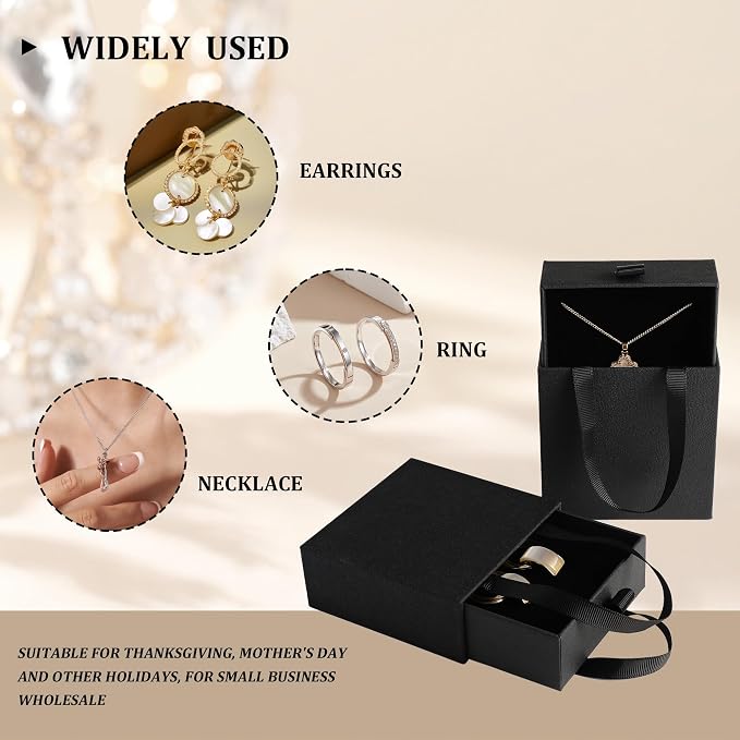40 pcs paper boxes 9 x 9 x 3.5 cm, black luxury gift storage, jewelry gift storage box for earrings necklaces bracelets rings