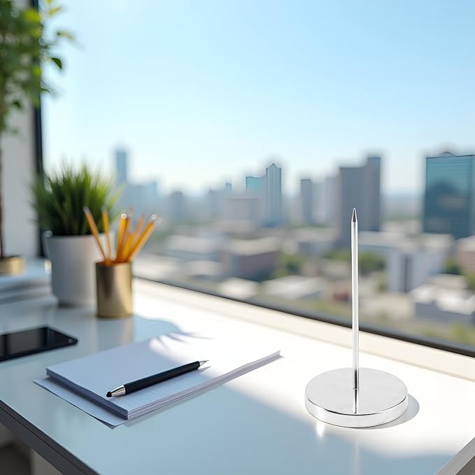 Silver Safe Memo Holder Spike Stick for Bill Receipt Note Paper Order Office Desk, Desk Accessories and Workspace Organizers