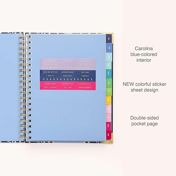 Simplified 2026 12-Month Spiral Weekly Planner — Poppy Posies — January 2026 - December 2026, Calendar Year Organizer with Stickers, Pockets, and Keepsake Box