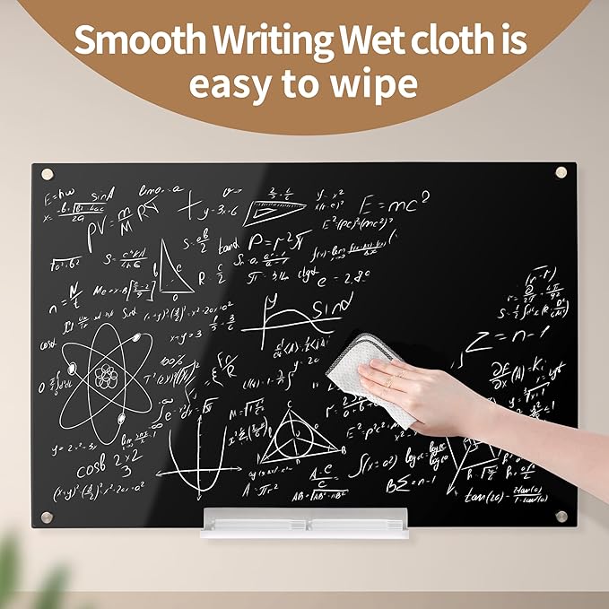 Acrylic Black Magnetic Dry Erase Board for Wall, White Board12”x16”,Frameless Magnetic Dry Erase Board for Office,Classroom and Home/for Kids,Students,Adults.3040B