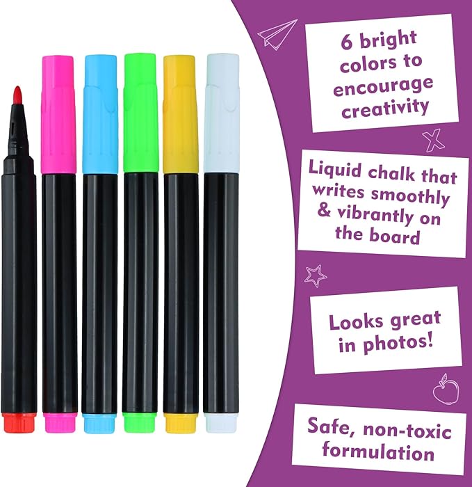 First Day of School Sign Board with 6 Colorful Liquid Chalk Markers - 11"x14" Double-Sided & Reusable - First and Last Day of Kindergarten Preschool Sign - Back to School Signs Supplies