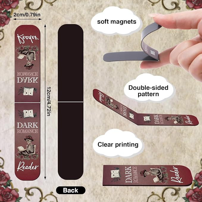 Dark Romance Magnetic Bookmark Gifts - Wxiben 30PCS Funny Magnetic Bookmarks Gothic Book Mark Magnets Romantasy Page Marker Clip Gift for Women Girls Dark Romance Reader Students Teachers Supplies