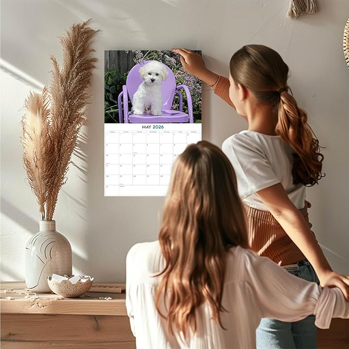 2025 2026 Bichon Frise Calendar - Dog Breed Monthly Wall Calendar - 12" x 18" Open - Thick No-Bleed Paper - Giftable - Academic Teacher's Planner Calendar Organizing & Planning - Made in USA