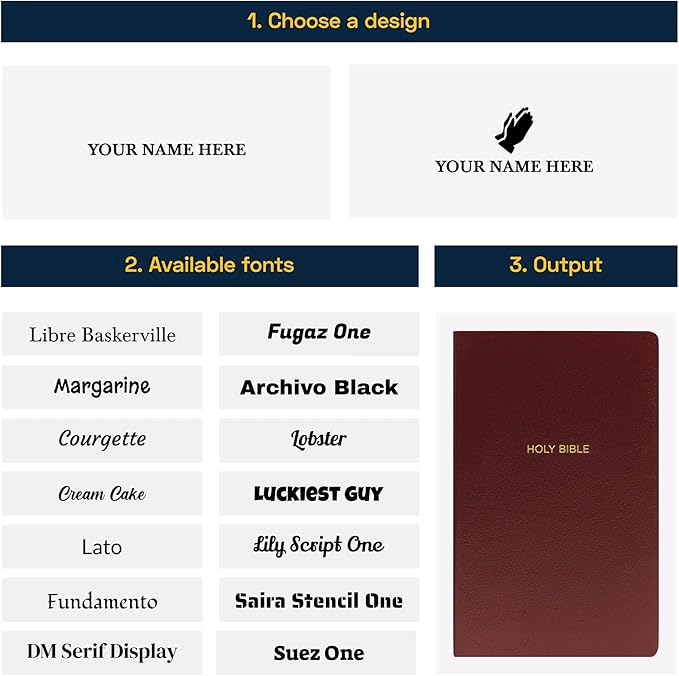 Personalized NKJV Bible Faux Leather Small Print Economy Bible with Custom Name at The Lower Right Side & Red-Highlighted Verses, Custom Gift for Christian & Religious Events | Burgundy