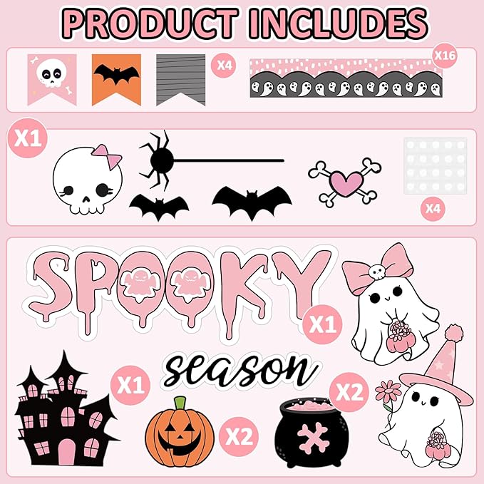 Halloween Ghost & Pumpkin Paper Cutouts - Spooky Season Decors for Classroom, Home & Party Wall