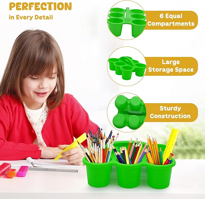 4E's Novelty 4 Pack Caddy for Classroom, Classroom Pencil Caddy, Durable Table Cup Drink Holder, Sturdy Schools Desk Bin, Craft Caddy, Colorful Art Supply Caddies for School Home, Teacher Organizer