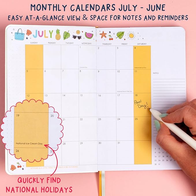 Callie Danielle Small Planner 2026-2027, 12 Month Academic Planner, 5" x 8" Dated July 2026 - June 2027, Weekly & Monthly Calendars (Shine Bright)