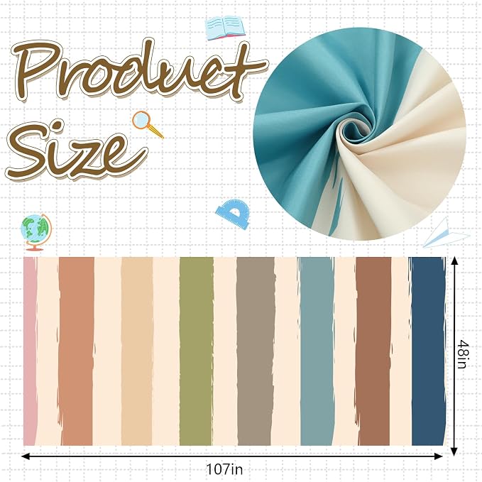 Mindsoft Bulletin Board Paper 48'' x 107'' Class Boards for Classroom Bulletin Boards Everyone is Welcome Classroom Board Decor Pillows Curtains Crafts(1 Pc,Stripe)