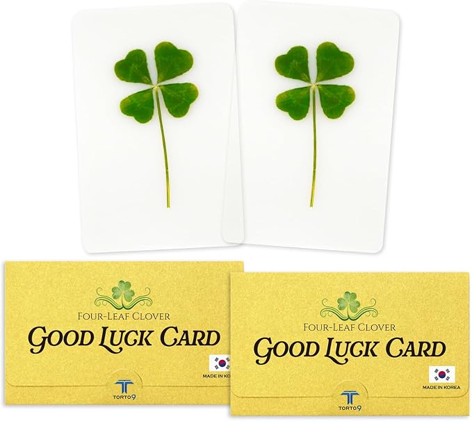 Real Four Leaf Clover Bookmark, Elegant 4 Leaf Clover Charm, Perfect Gift for Book Lovers, Preserved Four Leaf Clover in Laminated Bookmark (2pack) Made in Korea