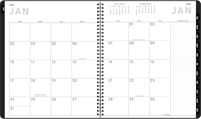 AT-A-GLANCE 2027 Planner, Monthly, 9" x 11", Contemporary Lite, Black (7026XL0527)