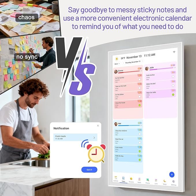 32 inch Smart Calendar Max, Digital Calendar & Chore Chart, Family Organizer with Interactive Touchscreen Display – Wall Mountable in Portrait or Landscape, Gifts for Women Men
