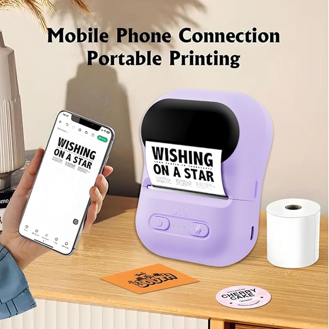 Memoking Label Maker Machine with Tape,Label Printer,Wide Waterproof Label,Portable Thermal Printer for Small Business,Inkless Labeler for Home, Kitchen, School, Office Organization (Green)