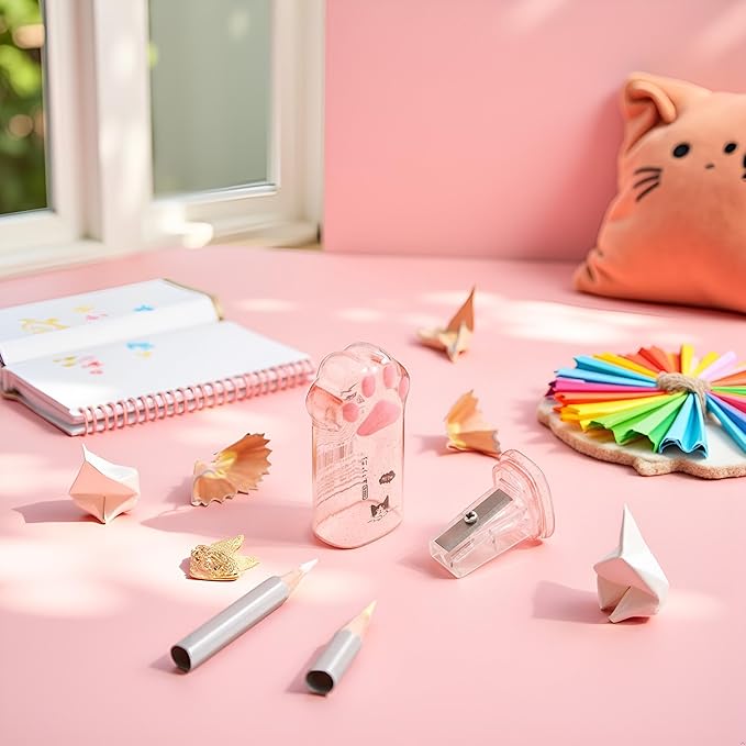 Cute Cat Paw Pencil Sharpener Kawaii Supplies Student Prize Kids Gift Kawaii Pencil Sharpener Cat School Supplies for Kids Girls Cat Lovers Office School Home Writing and Correction Supplies