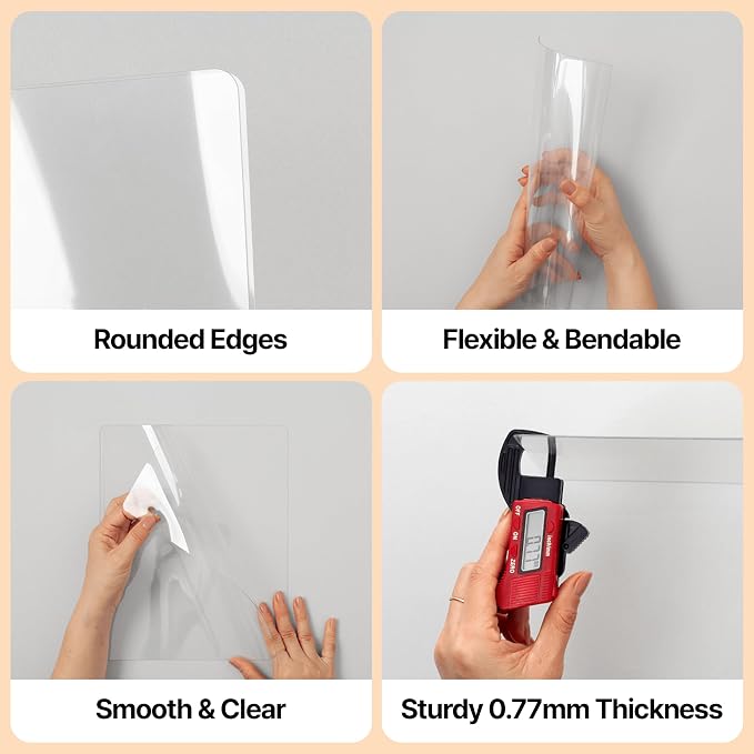 Clear Plastic File Folders for Document, Presentation, Project, or Portfolio Filing, Large Thick Heavy-Duty PET Sleeves for U.S. Letter Size Papers, 5-Pack