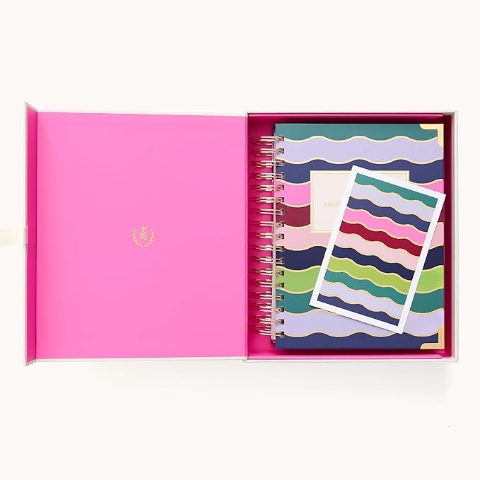 Simplified 2026 12-Month Spiral Daily Planner — Rainbow Row — January 2026 - December 2026, Calendar Year Organizer with Stickers, Pockets, and Keepsake Box