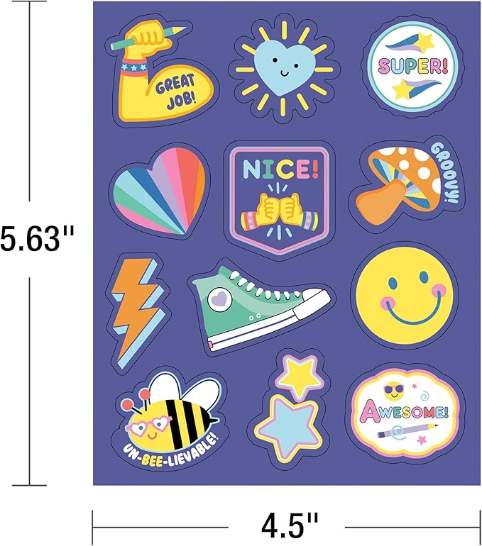 Carson Dellosa We Stick Together 72 Motivational Stickers for Kids, 6 Sheets of Retro Incentives With Positive Affirmations for Planner, Kid Crafts, Reward Chart, School Supplies, Classroom Must Haves