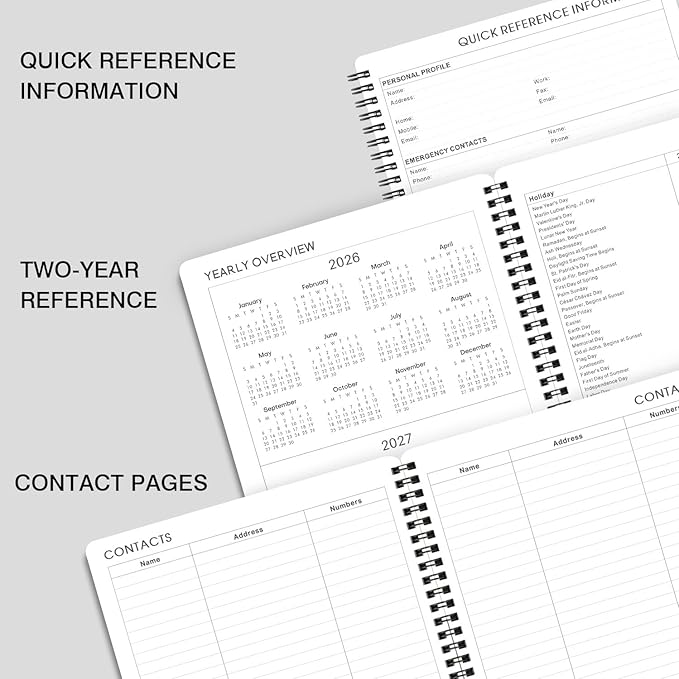 2026 Planner - Calendar Planner 2026, 8" x 10", Jan. 2026 - Dec. 2026, 2026 Planner Weekly & Monthly, Strong Twin-Wire Binding, 12 Monthly Tabs, Improving Your Time Management Skill