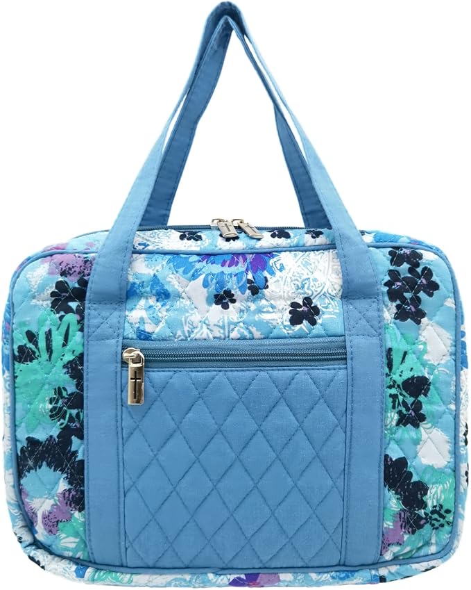 DIWI Quilted Bible Cover Extra Large Sizes 11.25 X 8.25 X 2.75 Inches Bible Tote Good Book Case (XL, C2 Watercolor Blue)