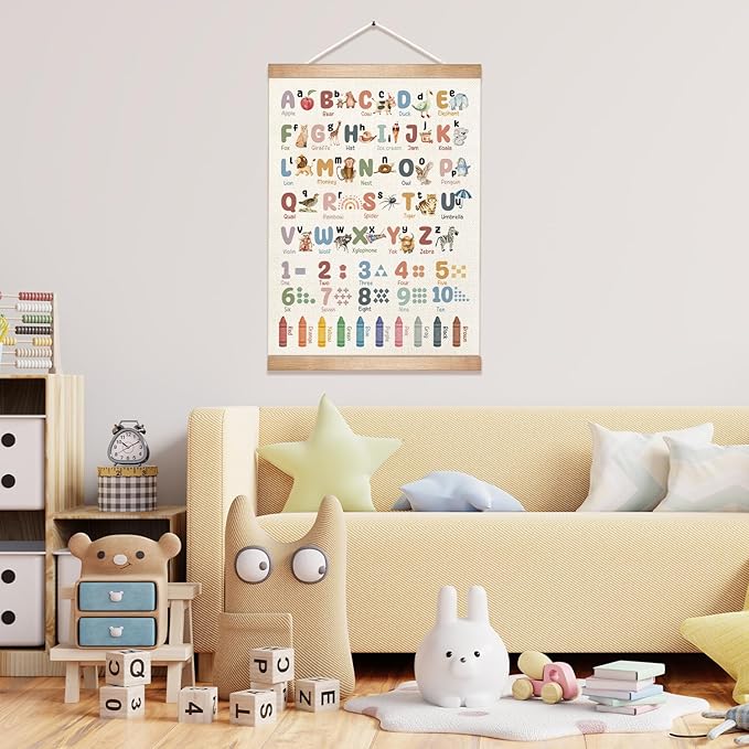 Alphabet and Numbers Educational Poster for Classroom Playroom Decor,Colorful Educational Posters for Toddlers 1-3,Toddler Learning Poster for Ages 3-5 for Nursery,Classroom Must Haves 14x18.5Inch(Colorful-04)