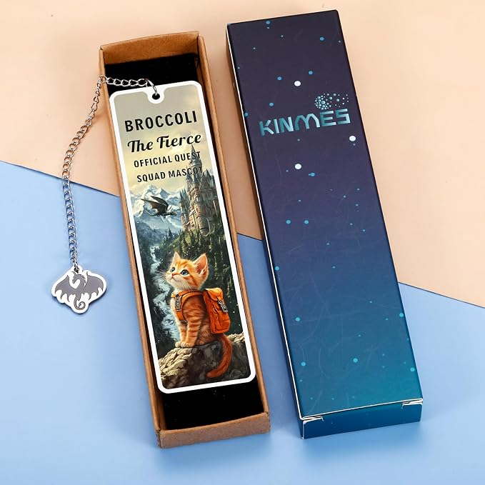 Onyx Storm Merch, Dark Romance Merch, Romance Fantasy Bookmark Gifts for Bookish, Book Lover, Nerd, Reader, Bookworm, Dragon Rider Gifts for Men Women, Cute Broccoli Cat Bookmark, Book Club Gift