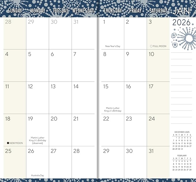 2026 Pocket Planner: 2-Year-Plus Monthly Pocket Calendar Book (24-Month): January 2026 - December 2027, Purse Size 6.5" x 3.5", Indigo Urchins