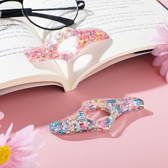 2Pcs Book Page Holder Book Thumb Page Holder Thumb Ring Books Marks for Reading Accessories Transparent Bookmarks for Women Best Friend Friendship Christmas Gifts for Books Lovers Teacher Readers