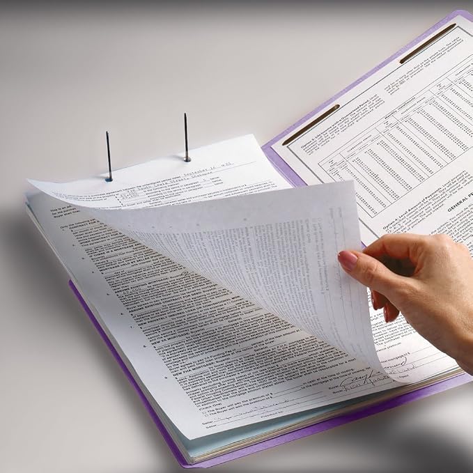 Smead Fastener File Folder, 2 Fasteners, Reinforced 1/3-Cut Tab, Letter Size, Lavender, 50 per Box (12440) (Pack of 5)