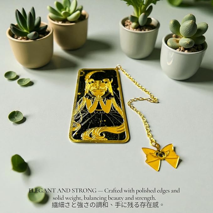 Anime Bookmark Gojo Satoru Metal Bookmark with Chain Japanese Style Manga Accessories Otaku Collectible Reading Gift Anime Gifts Gojo Gifts Book Lover Present Japanese Anime Merch (Moon)