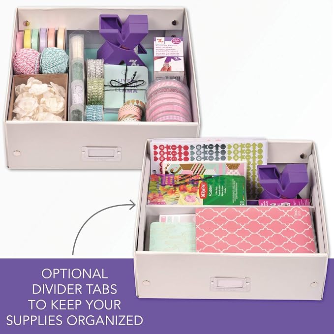 Xyron Click N Store Craft Storage Boxes, Large, 13-1/2" x 13-1/2" x 4-1/2", White (627125)