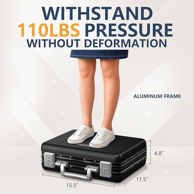 COLCASE Fireproof Document Box, Ultra Hard Metal Frame Fireproof Safe Box | Aluminum Alloy Frame Zipperless All-Around Fireproof Document Organizer with TSA Lock Black