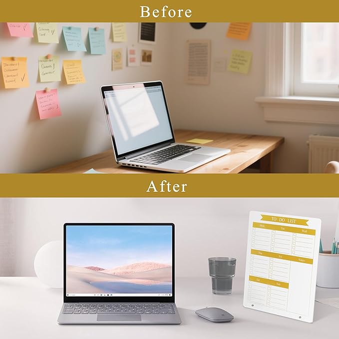 Weekly Planner Dry Erase Board for Desk,10''x12'',Acrylic Desk Calendar to Do List Planner Board with Stand, for Home Office School