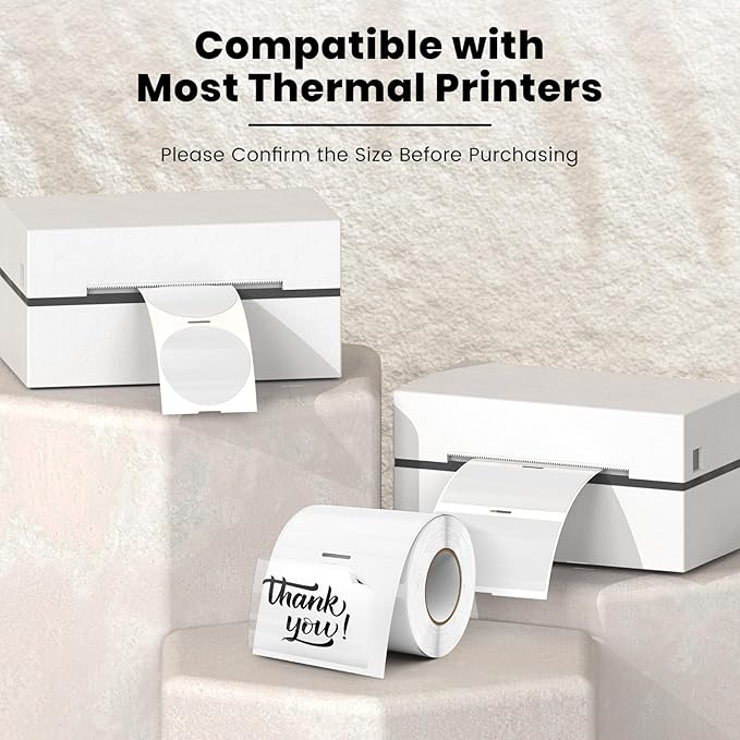 Transparent Thermal Labels 3 × 2 Inch Self Adhesive Printer Clear Stickers Vinyl Waterproof Roll Decals Rectangle Name Tag for Address Design DIY Logo Business 300 PCS