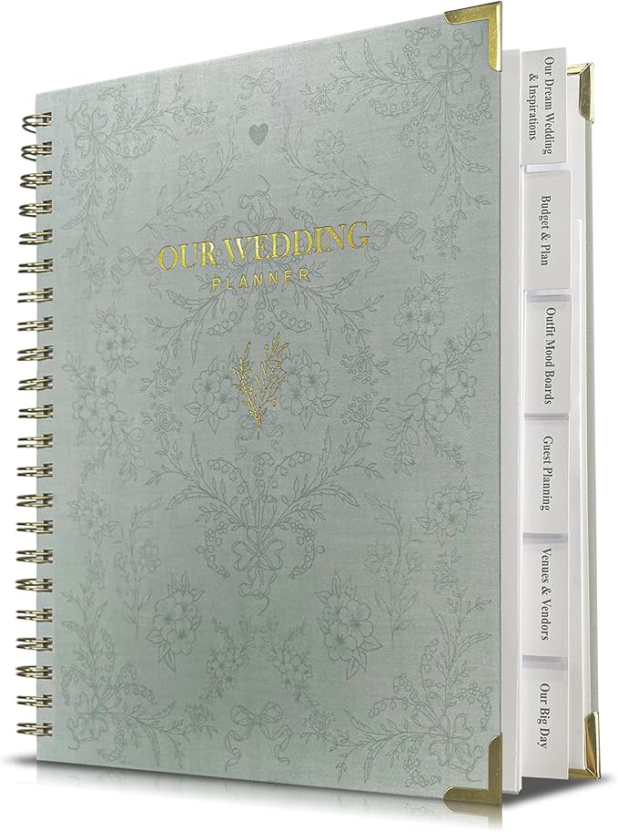 Bride Squad Wedding Planner Book and Organizer | Bridal Wedding Planner Book with Countdown Calendar & Checklists | A Thoughtful Engagement Gifts for Couples, Green Floral