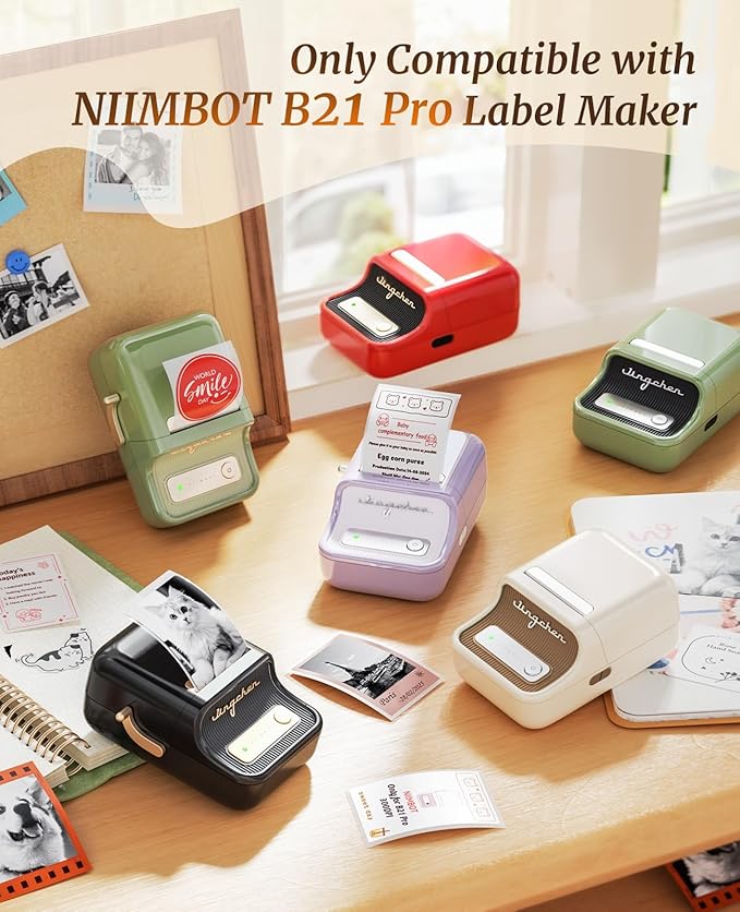 NIIMBOT Refill Label- 300DPI Red & Black Dual Color Sticker Paper Yellow Line (1.5"x2.76"/38x70mm) for School, Office, Retail, Baking & Safety Labels - Compatible with Pro Series Label Makers