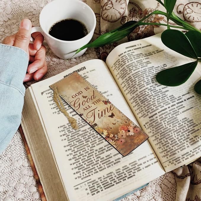 Vintage Religious Floral Cross Bible Case with Bookmark Waterproof Bible Cover Case for Women Lightweight Bible Bag with Handle Pockets Church Book Bag Brown