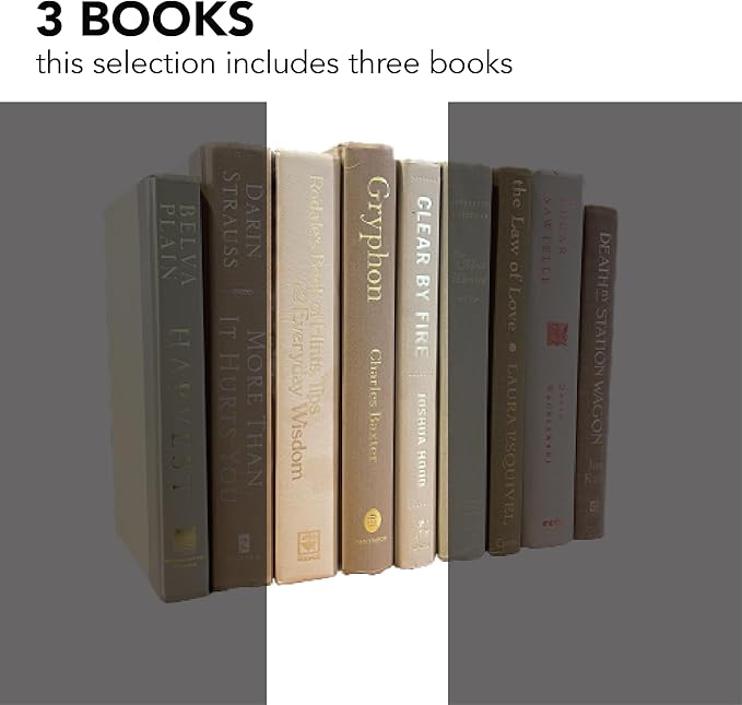 Decorative Accent for Home Decor – Real Books by Color® Interior Styling Piece for Bookshelf, Coffee Table, Design Display (Set of 3, Neutral)