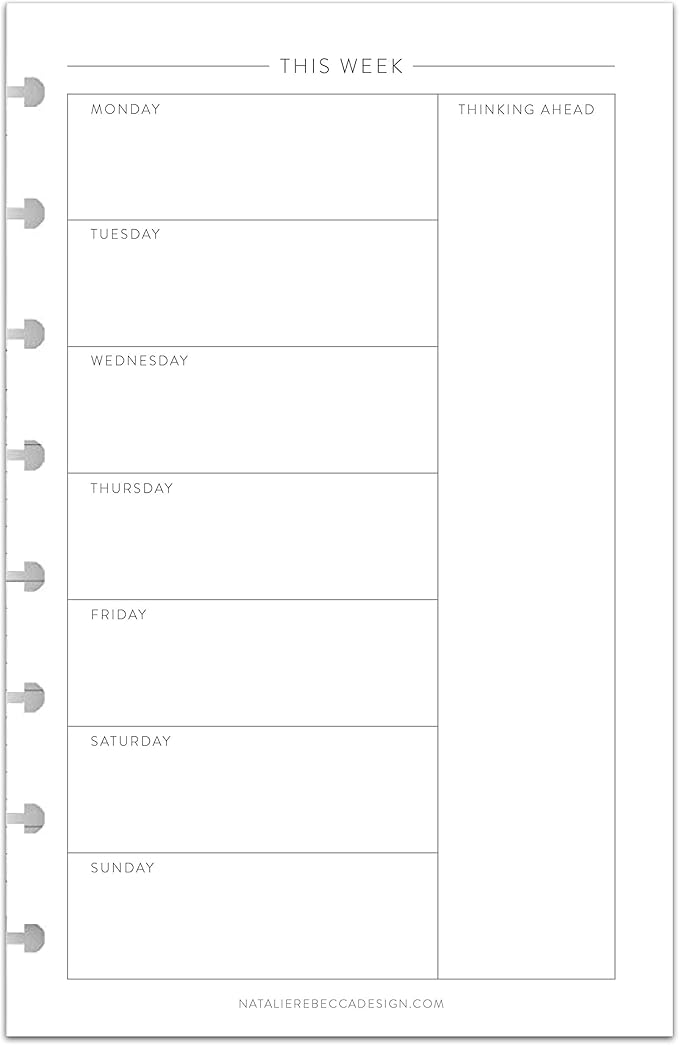 BetterNote This Week Refill Pages for Discbound Notebooks, Fits Happy Planner, Levenger Circa, Staples Arc, TUL, Talia (Classic- 6 months, 8-Disc, 5.5"x8.5")