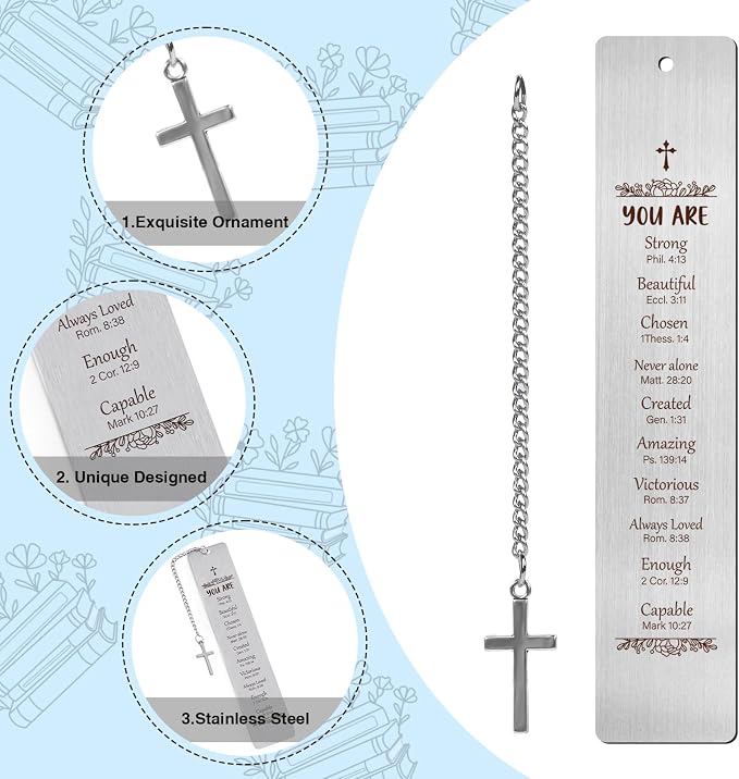 Metal Christian Bookmarks Gifts - Inspirational Bible Verse Bookmarks Gift for Book Lovers Religious Book Mark for Women Friends Birthday Baptism First Communion Graduation Retirement Gifts