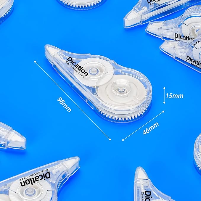 White Correction Tape 10 Pack, Easy Use Roller Applicator, Instant Dry, Jam Free PET Film, Smooth Precise Corrections for School, Office, Home,1/5" X39Ft