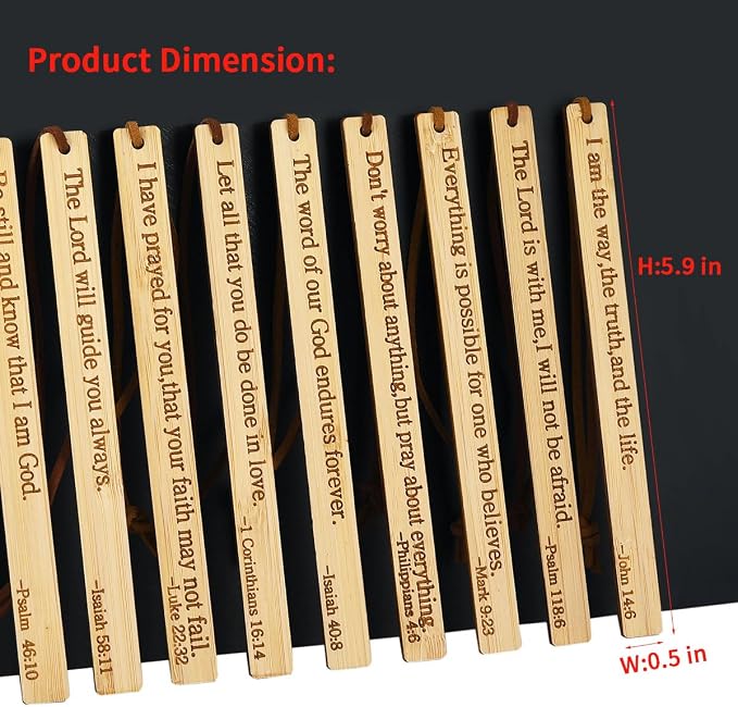 10 Pcs Bible Bookmarks for Men Women, Bamboo Bulk Christian Bookmarks Gifts Book Marks for Reading Bible Accessories (Simple)