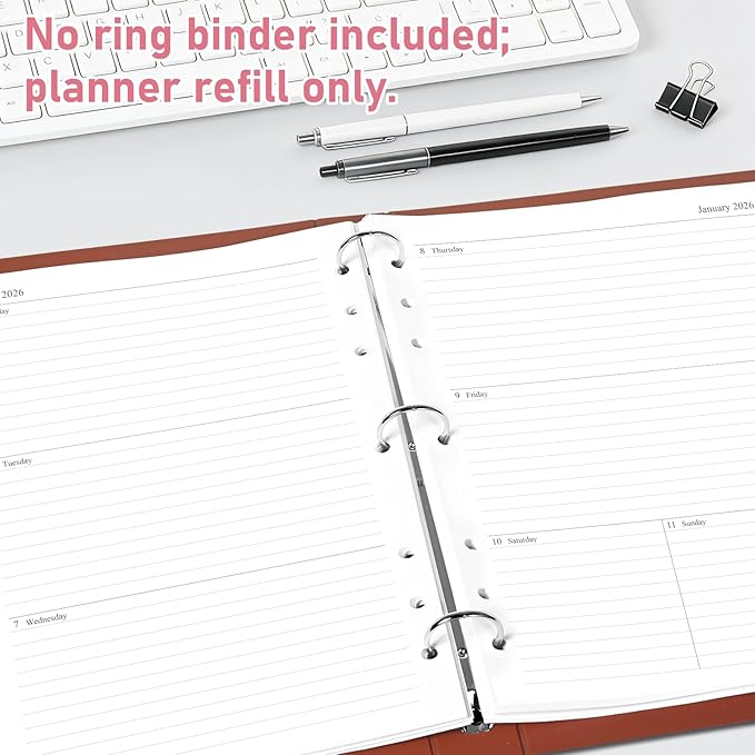 2026-2027 Weekly & Monthly Planner Refill for 3 Ring Binder, 8.5"x11", A4 Letter Size Planner Inserts with Colorful Monthly Tabs, Size 5, July 2026 - June 2027, 7/3-Hole Punched