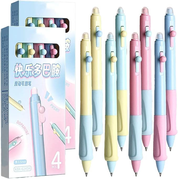 YYaaloa 8pcs Cute Retractable Erasable Gel Pens Fine Point 0.5mm Blue Black Inks Make Mistakes Disappear for Writing Planner and Crossword Puzzles (Multicolor)