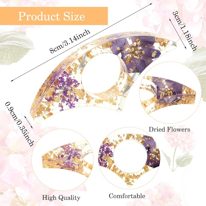 YUXIANLB Book Page Holder for Reading, 4 PCS Dried Flower Resin Transparent Bookmark, Thumb Book Page Holder Reading Accessories for Reading Lovers, Gifts for Bookworm, Literary, Students and Teachers