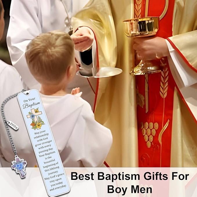 2026 Baptism Gifts for Boys Teen Girls Men Women Adults Christian Bookmarks Baptism Gifts for Girls Boys 8-10 10-12 Religious Bookmark Baptismal Gift for Boy Catholic Girl Easter Basket Stuffers