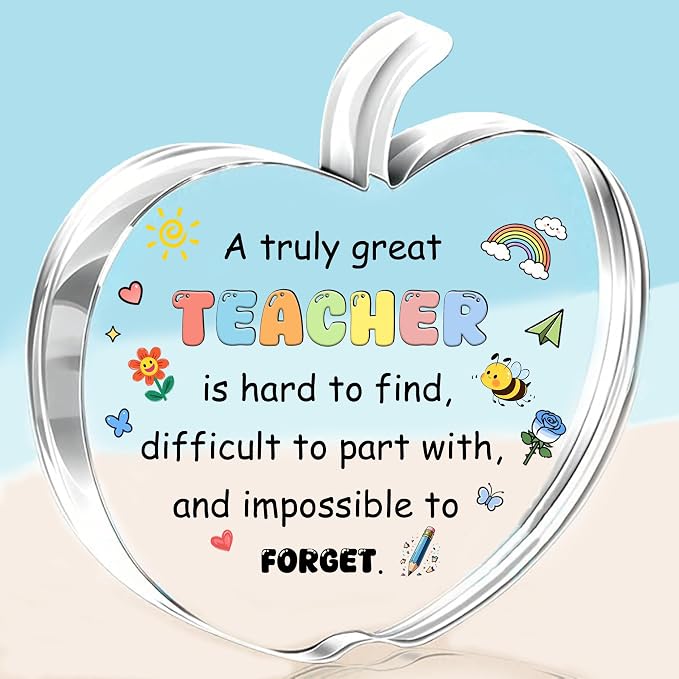 Teacher Gifts for Teachers Day Appreciate Presents Birthday Flower Shaped Signs Bookmark Keychain 3PC Set Graduation Christmas Keepsakes Acrylic Keyring Thank You Plaque Women Men Retirement (Thank)