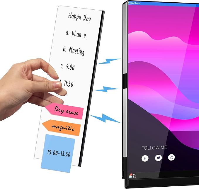 2Pcs Magnetic Monitor Memo Board, Acrylic Message Reminder Board for Moniter Side, Office Desk Accessories for Women Men, Computer Sticky Note Holder Home Office Memo Holder, Clear, XL