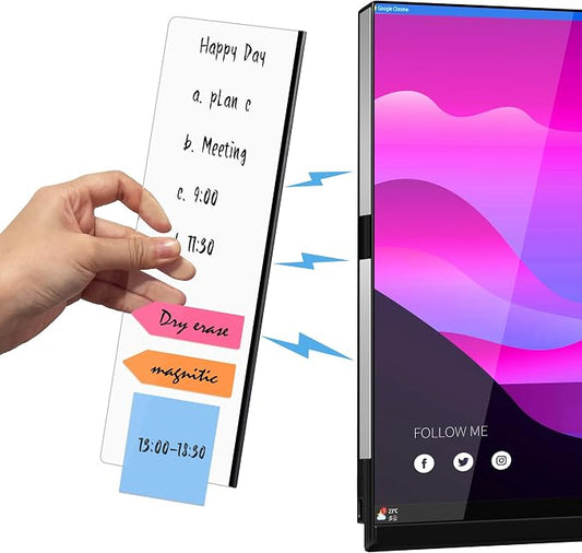 2Pcs Magnetic Monitor Memo Board, Acrylic Message Reminder Board for Moniter Side, Office Desk Accessories for Women Men, Computer Sticky Note Holder Home Office Memo Holder, Clear, XL