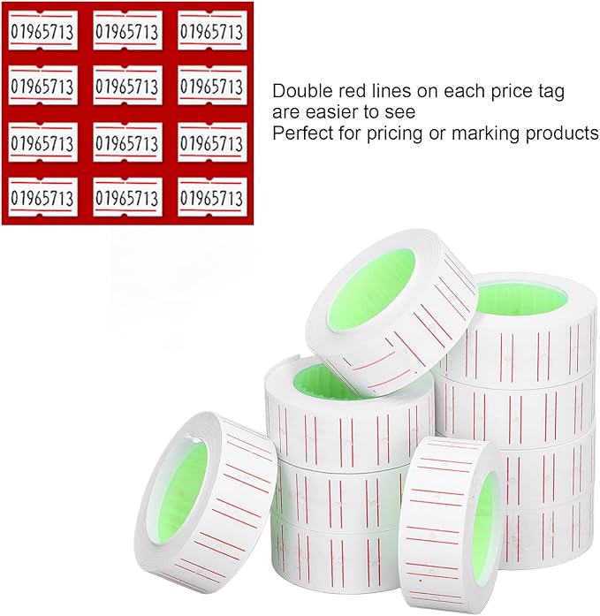 15000 30 Rolls of Price Machine Label Sheets, White Single Row Price Marker Label Stickers, Fits Most Price Labeling Machines, for Office, Retail Store or Organizational Marking