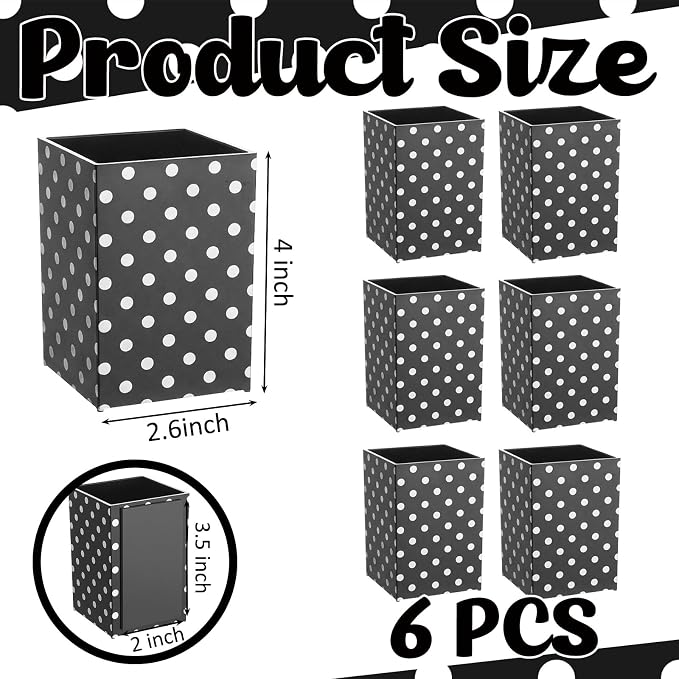 6 Pcs Black and White Classroom Decor Classroom Magnetic Storage Boxes Magnetic Storage Containers Plastics Pen Holder for Refrigerator Whiteboard Home Office School Organizer Supply