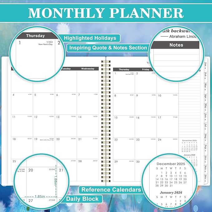 Monthly Planner/Calendar 2026-2030 - 5 Year Monthly Planner 2026-2030 from July 2026 - Dec 2030, 9" x 11", 2026-2030 Calendar Planner with Marked Tabs